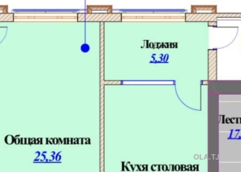 1 комнатная квартира, 8 этаж, 60 м²