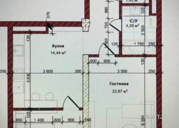 2 комнатная квартира, 17 этаж, 78 м²