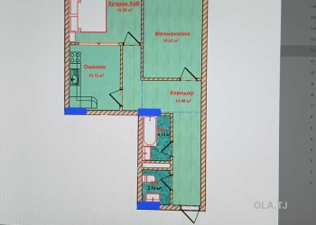 2 комнатная квартира, 12 этаж, 65 м²