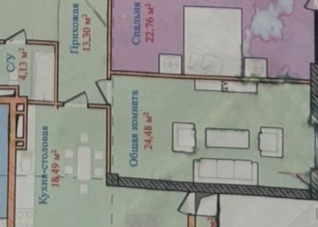 1 комнатная квартира, 15 этаж, 62 м²