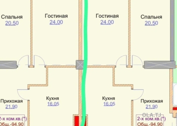 1 комнатная квартира, 17 этаж, 95 м²