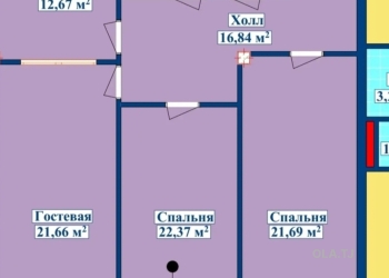 3 комнатная квартира, 4 этаж, 107 м²