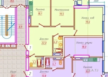 2 комнатная квартира, 14 этаж, 93 м²