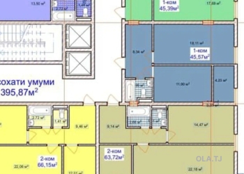 1 комнатная квартира, 5 этаж, 46 м²