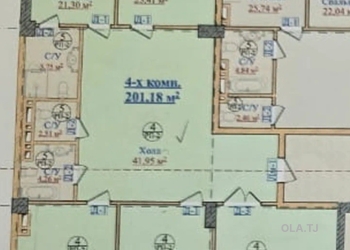 4 комнатная квартира, 3, 200 м²