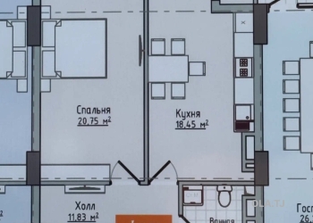 2 комнатная квартира, 6 этаж, 58 м²